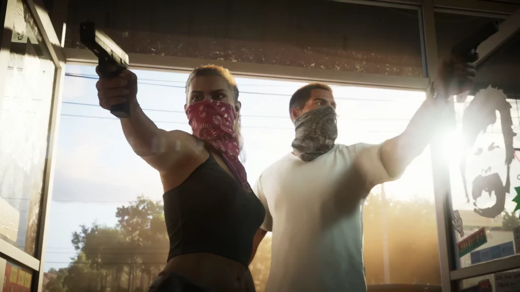 Lucia and Jason as the Bonnie and Clyde Duo (Image by Rockstar Games)