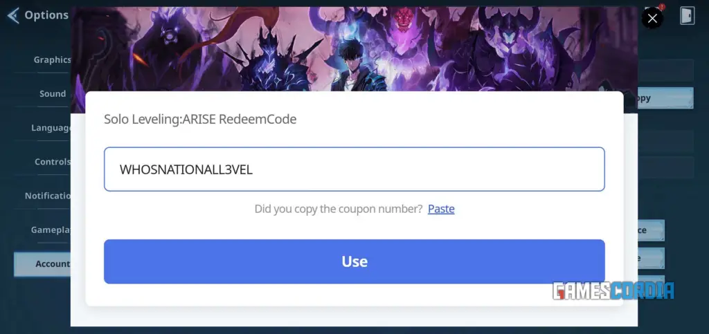 Redeem Page (Image by GamesCordia)