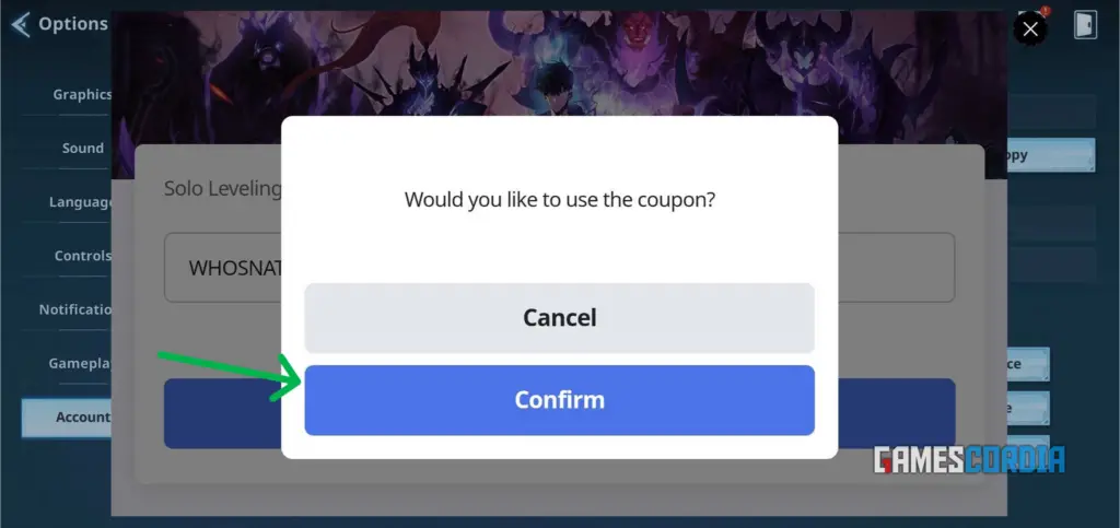 Redeem Confirmation (Image by GamesCordia)