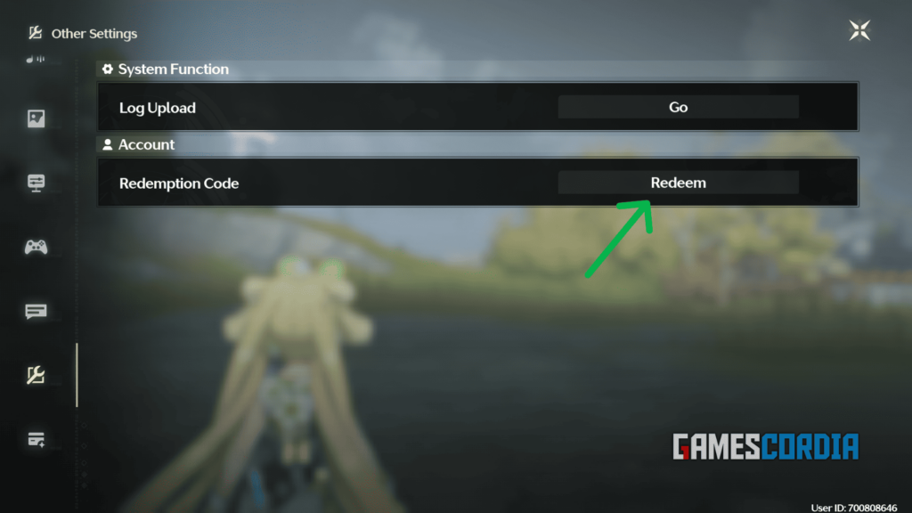 Redeem Setting (Image by GamesCordia)
